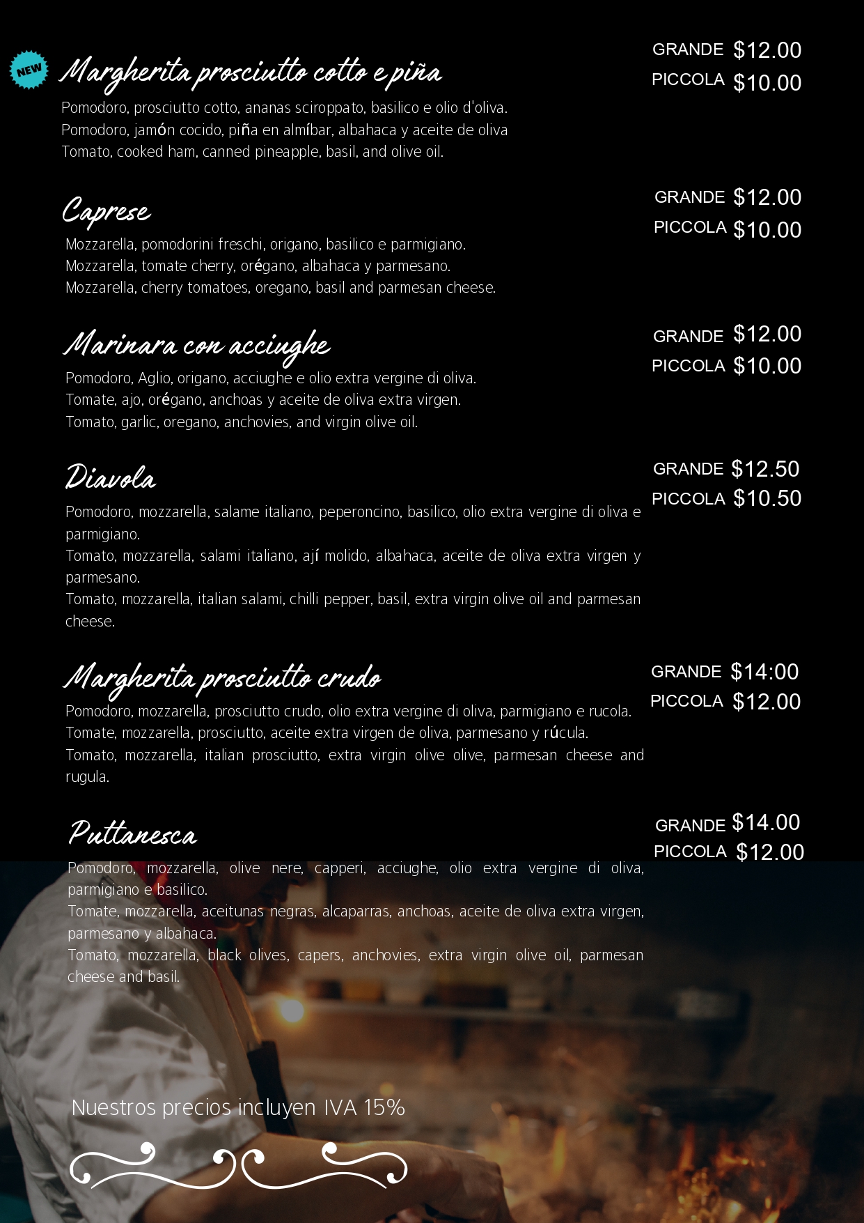 menu trattoria pizzeria napoli page 0012